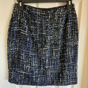 Boston‎ Proper Tweed Skirt Women's 2 Multi Colored (Black, Blue, And White)